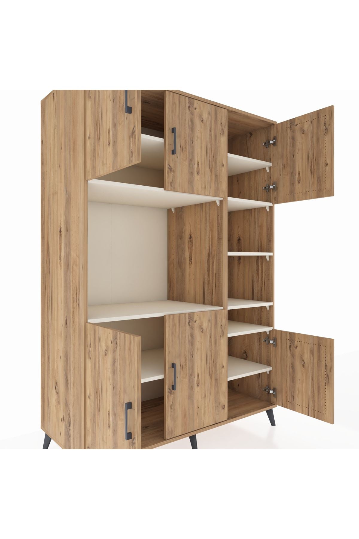 Kronos Dolap 10 Raflı 6 Kapaklı 132x59x195 Çam-Çam/Aytaşı