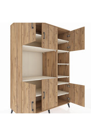 Kronos Dolap 10 Raflı 6 Kapaklı 132x59x195 Çam-Çam/Aytaşı