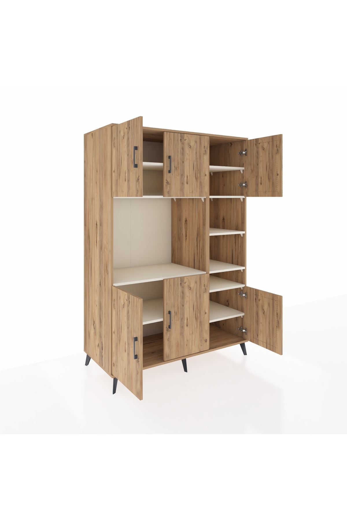 Kronos Dolap 10 Raflı 6 Kapaklı 132x59x195 Çam-Çam/Aytaşı