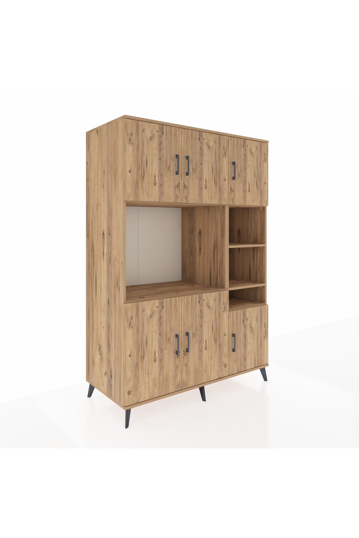 Kronos Dolap 10 Raflı 6 Kapaklı 132x59x195 Çam-Çam/Çam