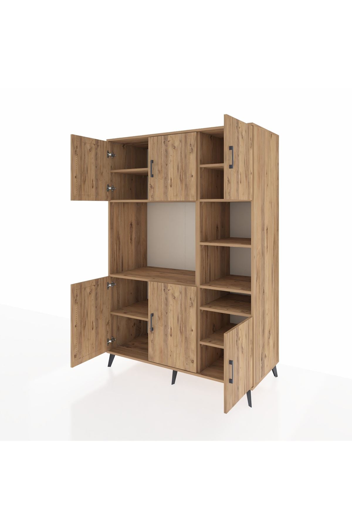 Kronos Dolap 10 Raflı 6 Kapaklı 132x59x195 Çam-Çam/Çam