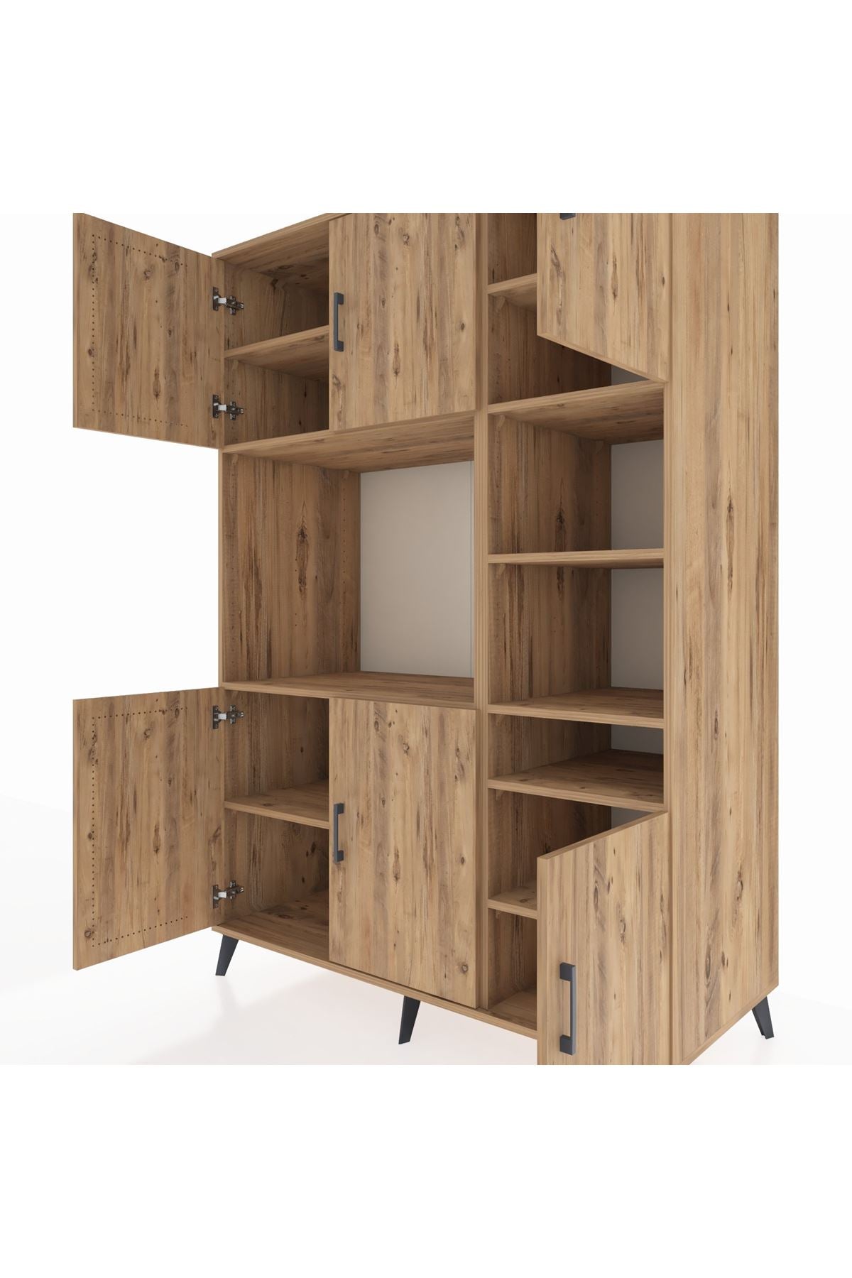 Kronos Dolap 10 Raflı 6 Kapaklı 132x59x195 Çam-Çam/Çam