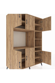 Kronos Dolap 10 Raflı 6 Kapaklı 132x59x195 Çam-Çam/Çam