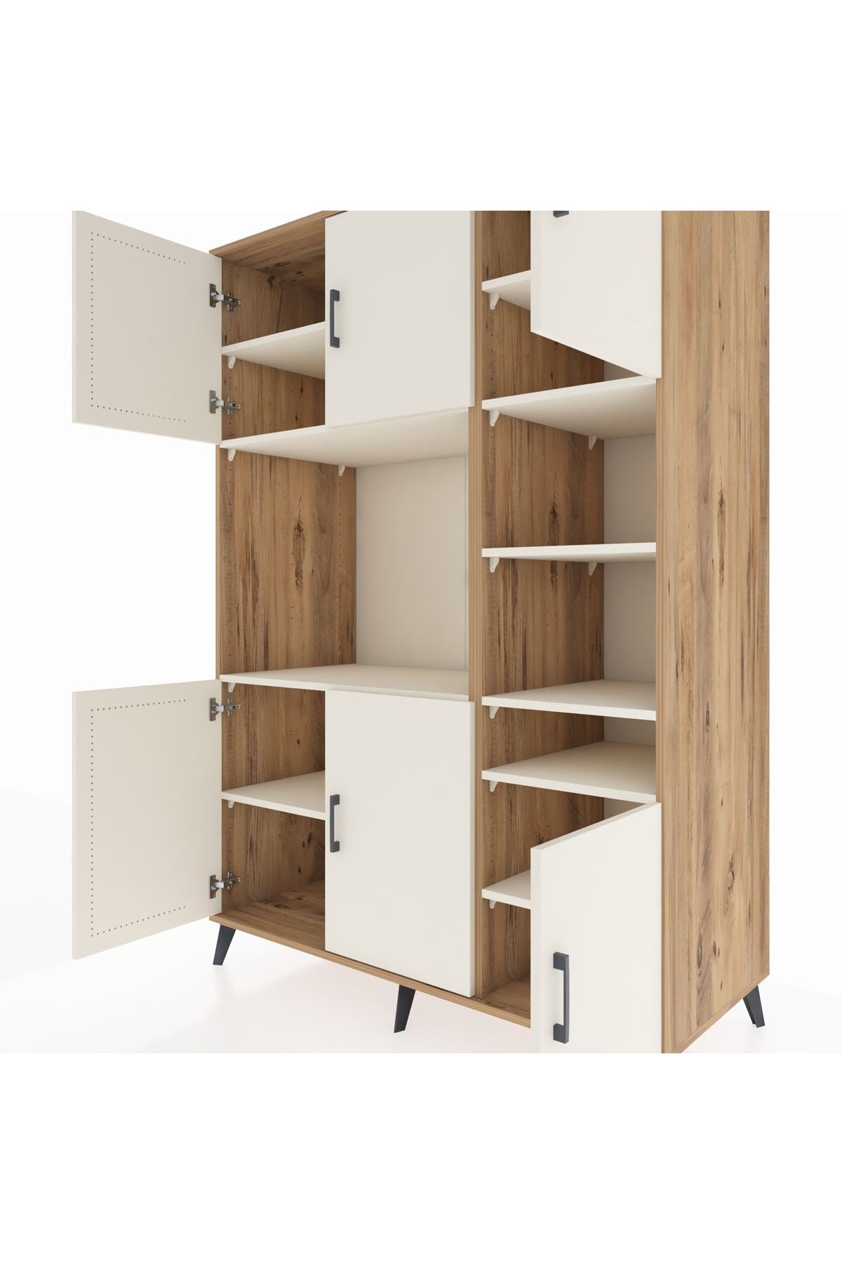 Kronos Dolap 10 Raflı 6 Kapaklı 132x59x195 Çam-Aytaşı/Aytaşı