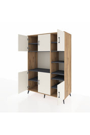 Kronos Dolap 10 Raflı 6 Kapaklı 132x59x195 Çam-Aytaşı/Antrasit