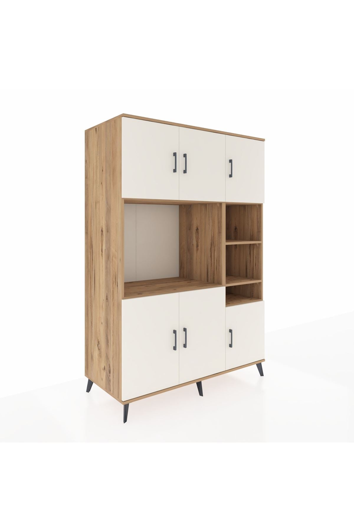 Kronos Dolap 10 Raflı 6 Kapaklı 132x59x195 Çam-Aytaşı/Çam