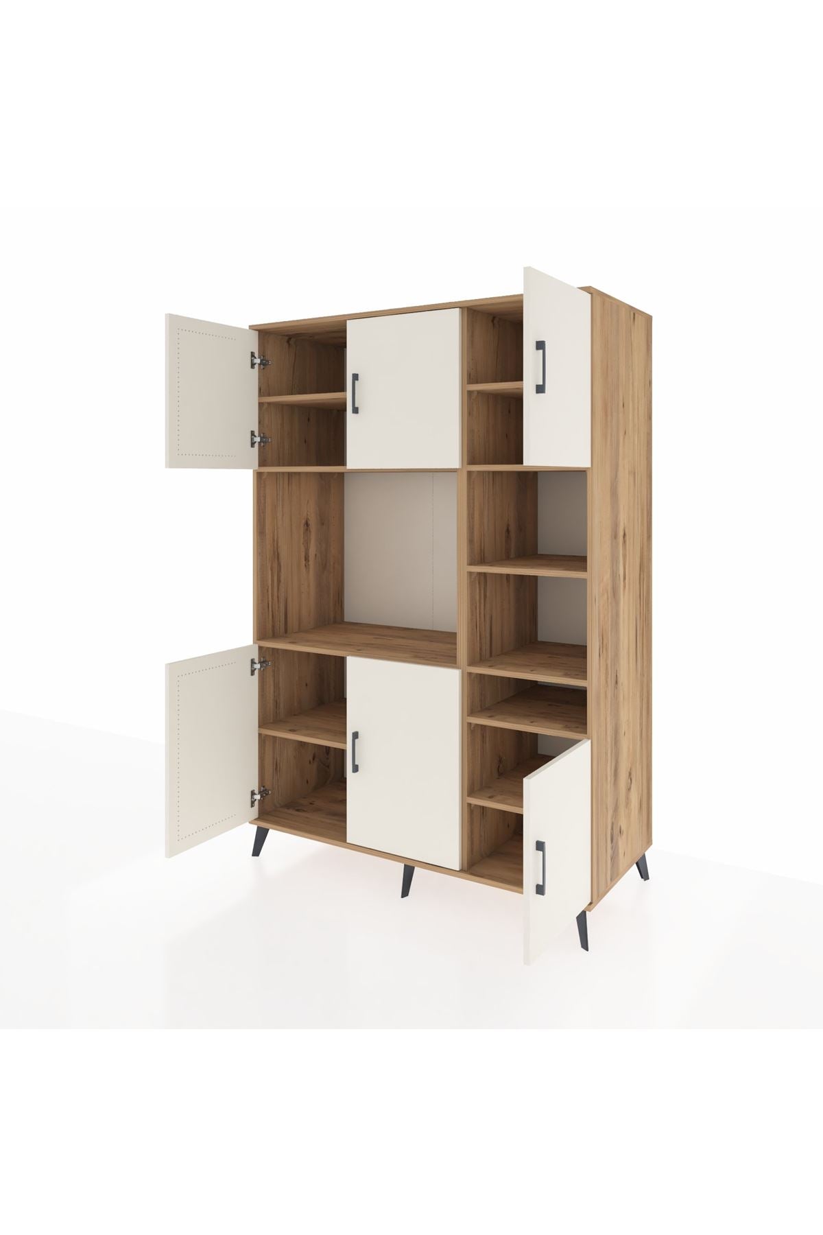 Kronos Dolap 10 Raflı 6 Kapaklı 132x59x195 Çam-Aytaşı/Çam