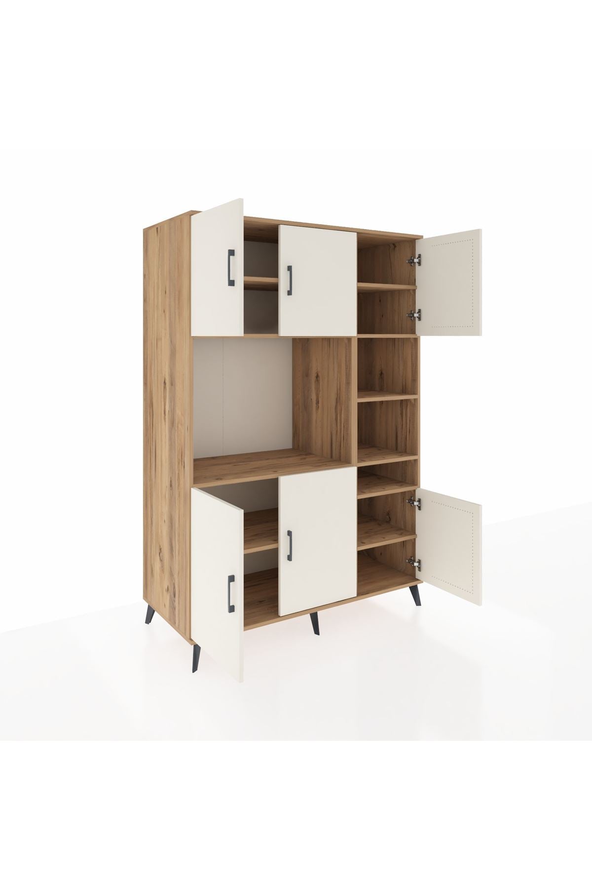 Kronos Dolap 10 Raflı 6 Kapaklı 132x59x195 Çam-Aytaşı/Çam