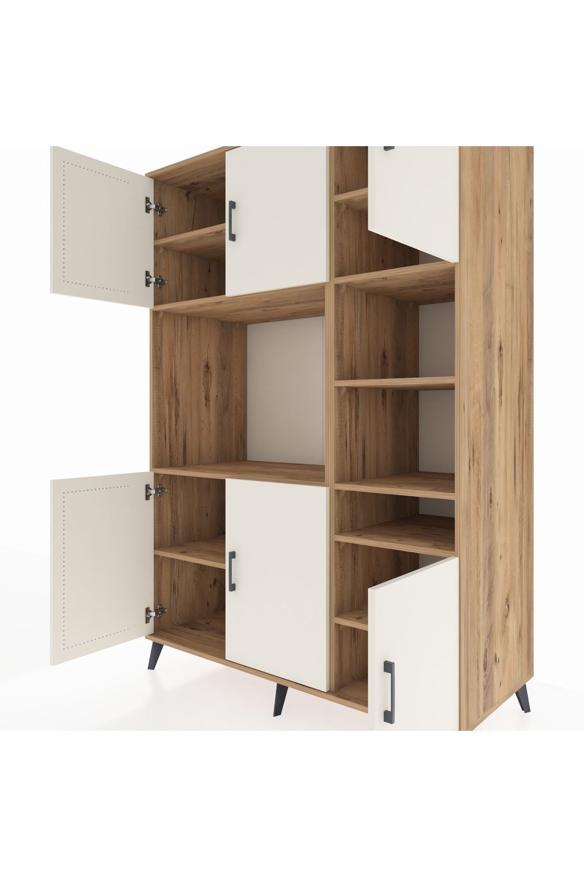 Kronos Dolap 10 Raflı 6 Kapaklı 132x59x195 Çam-Aytaşı/Çam