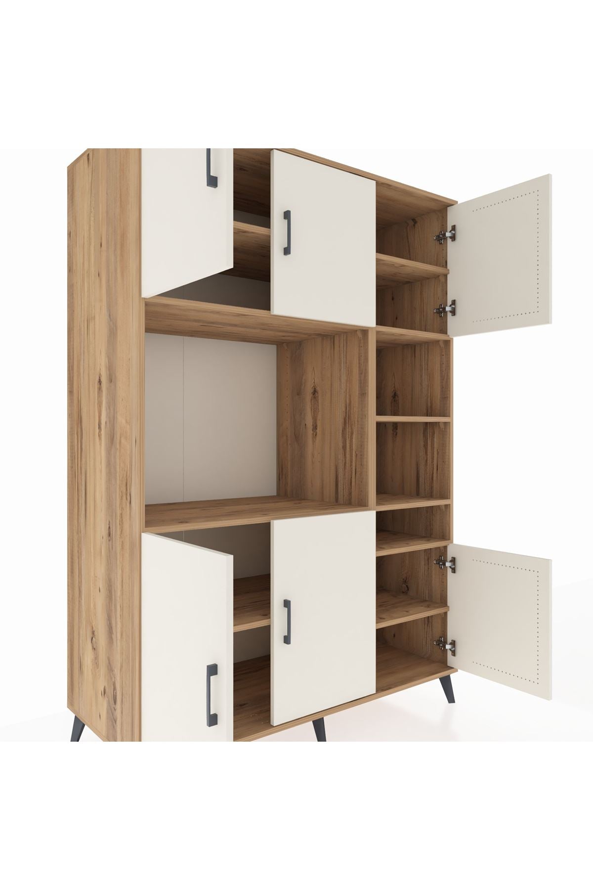 Kronos Dolap 10 Raflı 6 Kapaklı 132x59x195 Çam-Aytaşı/Çam