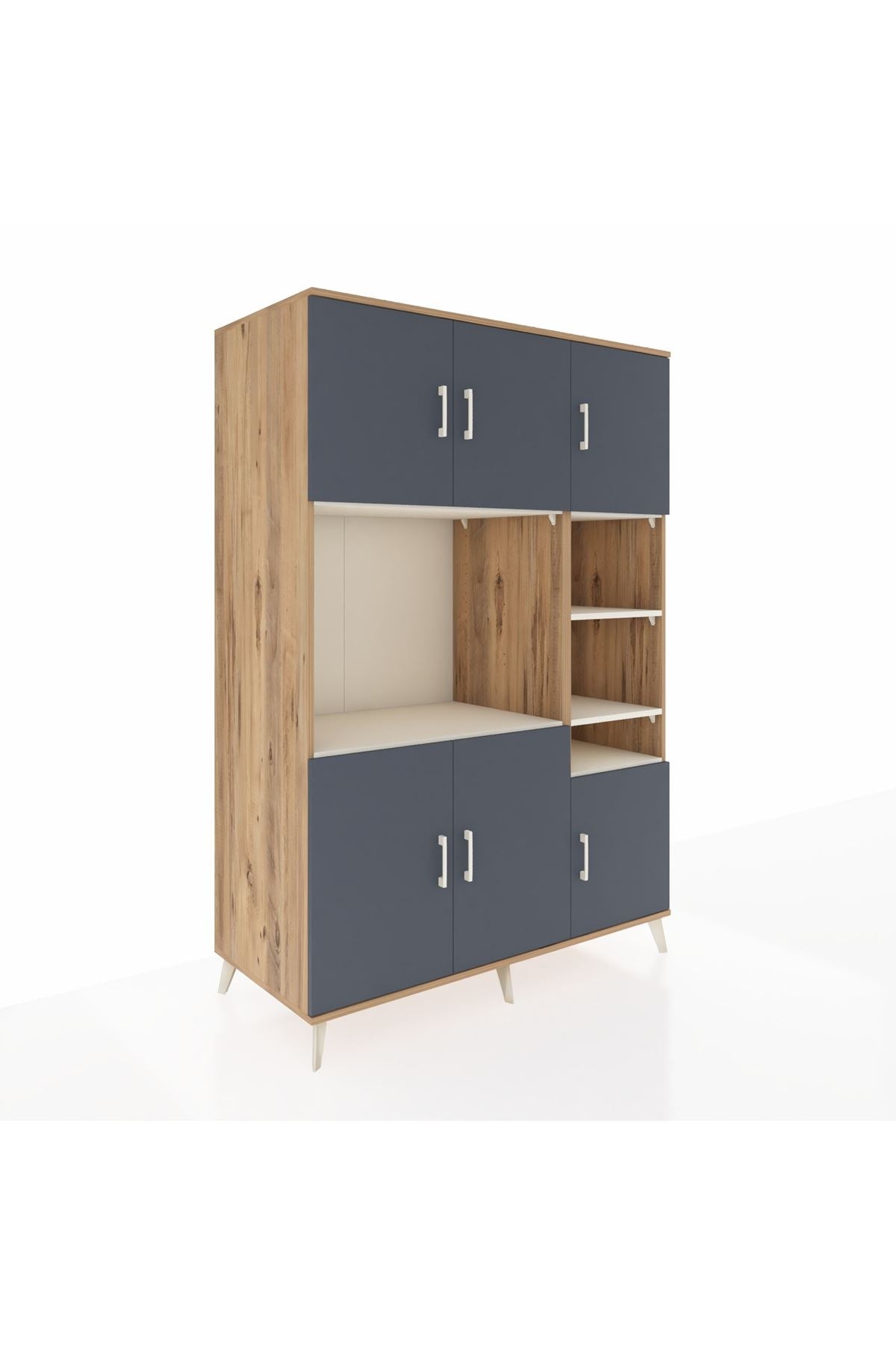 Kronos Dolap 10 Raflı 6 Kapaklı 132x59x195 Çam-Antrasit/Aytaşı