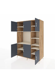 Kronos Dolap 10 Raflı 6 Kapaklı 132x59x195 Çam-Antrasit/Aytaşı