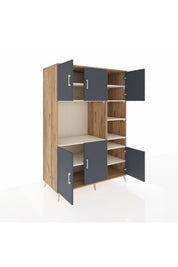 Kronos Dolap 10 Raflı 6 Kapaklı 132x59x195 Çam-Antrasit/Aytaşı