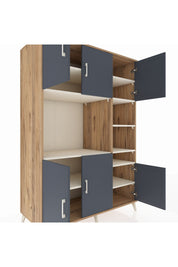 Kronos Dolap 10 Raflı 6 Kapaklı 132x59x195 Çam-Antrasit/Aytaşı