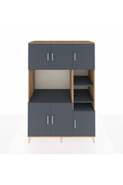 Kronos Dolap 10 Raflı 6 Kapaklı 132x59x195 Çam-Antrasit/Antrasit