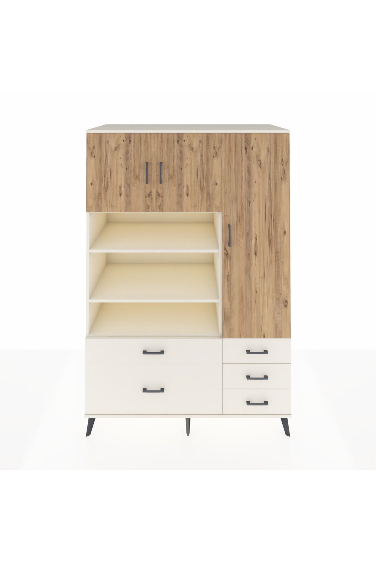 Kronos Dolap 9 Raflı 5 Çekmeceli 3 Kapaklı 132x59x195 Aytaşı-Çam/Aytaşı