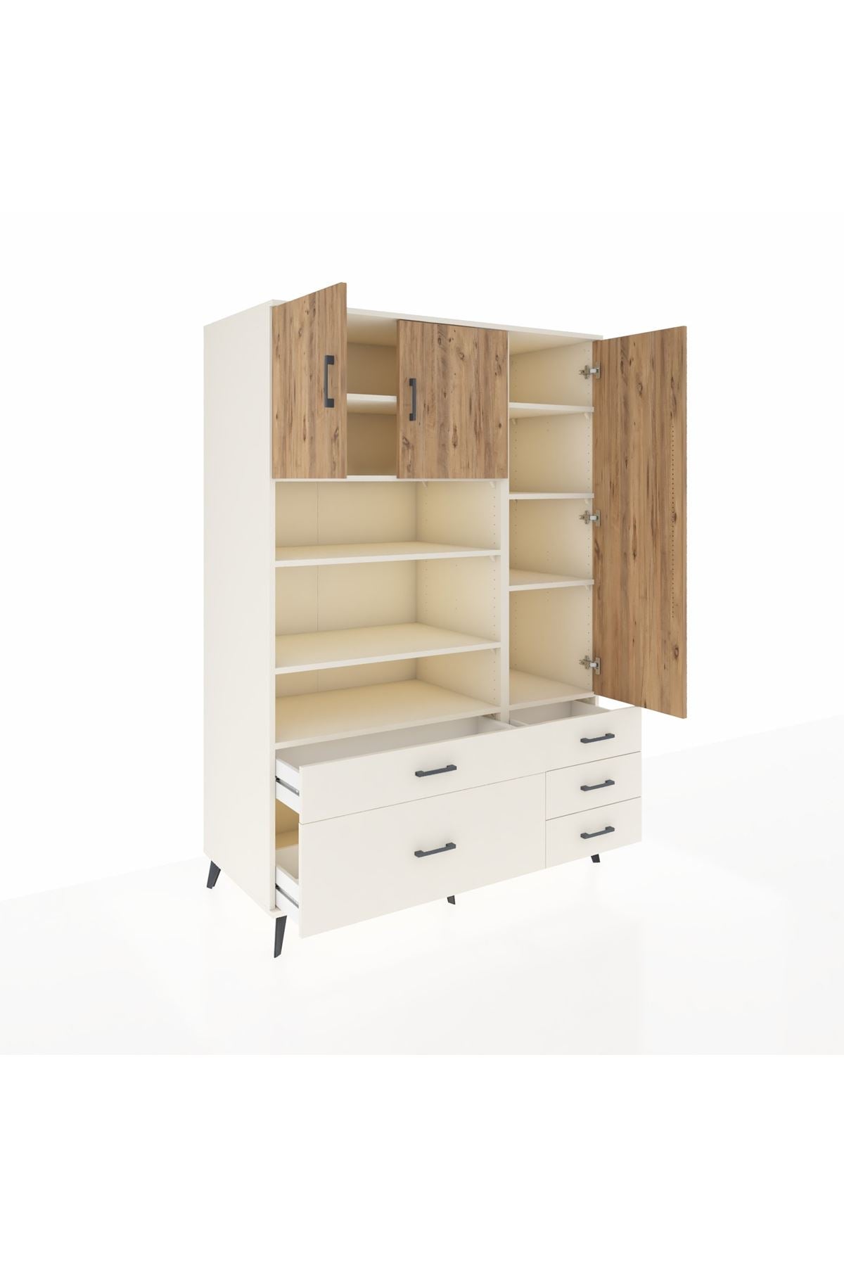 Kronos Dolap 9 Raflı 5 Çekmeceli 3 Kapaklı 132x59x195 Aytaşı-Çam/Aytaşı