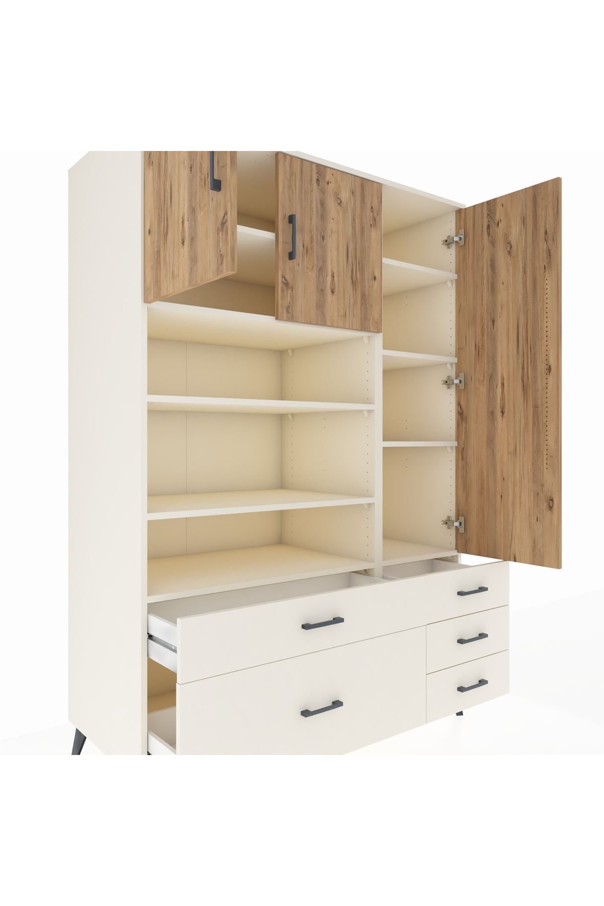 Kronos Dolap 9 Raflı 5 Çekmeceli 3 Kapaklı 132x59x195 Aytaşı-Çam/Aytaşı