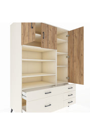 Kronos Dolap 9 Raflı 5 Çekmeceli 3 Kapaklı 132x59x195 Aytaşı-Çam/Aytaşı