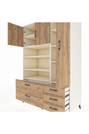 Kronos Dolap 9 Raflı 5 Çekmeceli 3 Kapaklı 132x59x195 Aytaşı-Çam/Çam