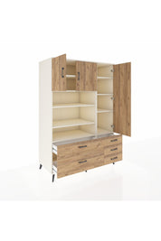 Kronos Dolap 9 Raflı 5 Çekmeceli 3 Kapaklı 132x59x195 Aytaşı-Çam/Çam