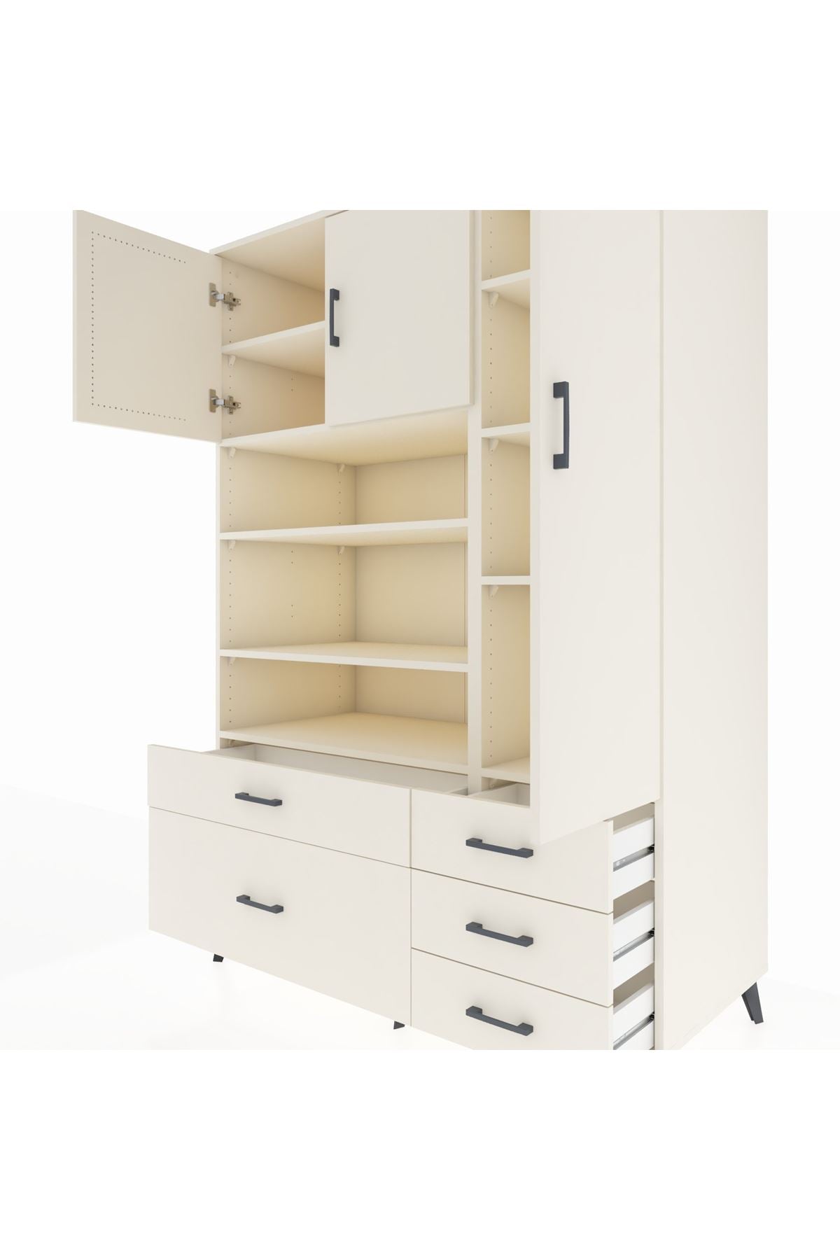 Kronos Dolap 9 Raflı 5 Çekmeceli 3 Kapaklı 132x59x195 Aytaşı-Aytaşı/Aytaşı