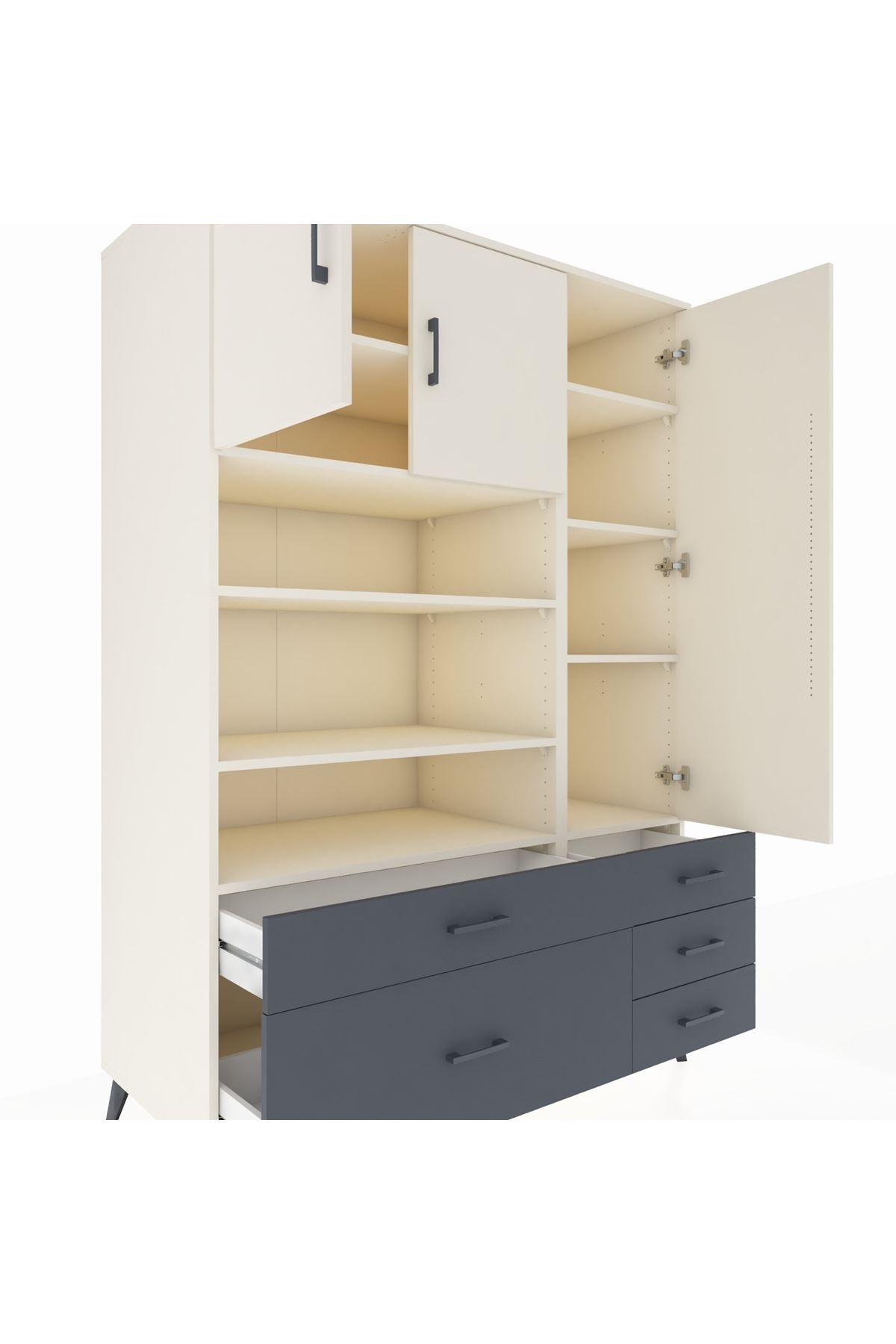 Kronos Dolap 9 Raflı 5 Çekmeceli 3 Kapaklı 132x59x195 Aytaşı-Aytaşı/Antrasit