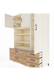 Kronos Dolap 9 Raflı 5 Çekmeceli 3 Kapaklı 132x59x195 Aytaşı-Aytaşı/Çam