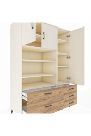 Kronos Dolap 9 Raflı 5 Çekmeceli 3 Kapaklı 132x59x195 Aytaşı-Aytaşı/Çam