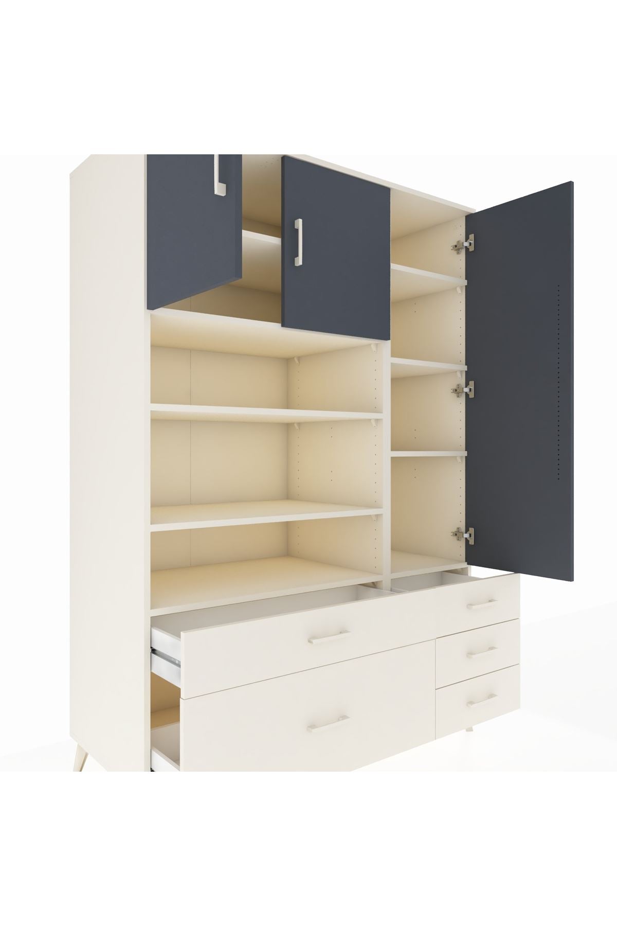 Kronos Dolap 9 Raflı 5 Çekmeceli 3 Kapaklı 132x59x195 Aytaşı-Antrasit/Aytaşı