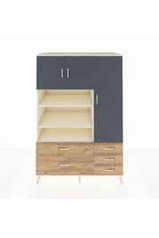 Kronos Dolap 9 Raflı 5 Çekmeceli 3 Kapaklı 132x59x195 Aytaşı-Antrasit/Çam