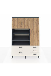 Kronos Dolap 9 Raflı 5 Çekmeceli 3 Kapaklı 132x59x195 Antrasit-Çam/Aytaşı