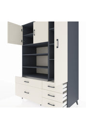 Kronos Dolap 9 Raflı 5 Çekmeceli 3 Kapaklı 132x59x195 Antrasit-Aytaşı/Aytaşı