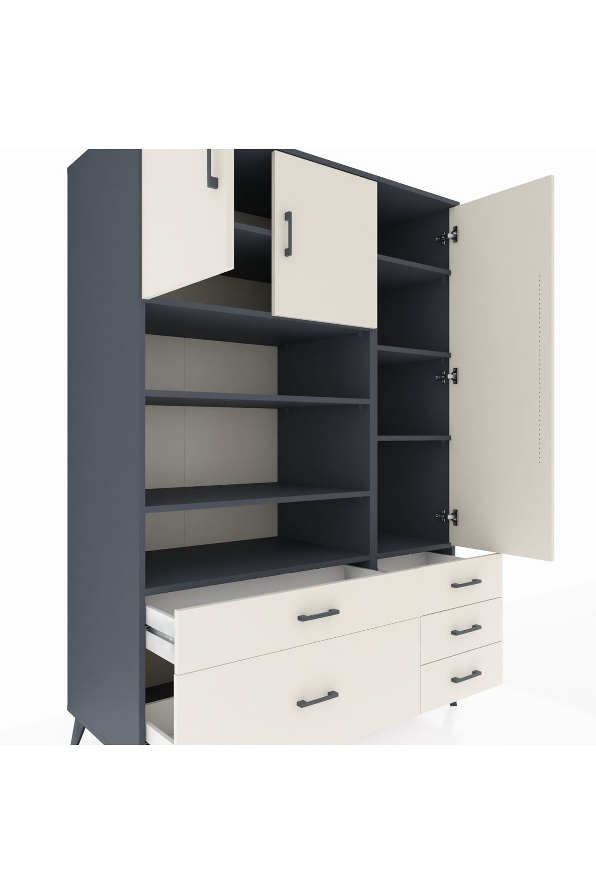 Kronos Dolap 9 Raflı 5 Çekmeceli 3 Kapaklı 132x59x195 Antrasit-Aytaşı/Aytaşı