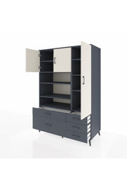 Kronos Dolap 9 Raflı 5 Çekmeceli 3 Kapaklı 132x59x195 Antrasit-Aytaşı/Antrasit