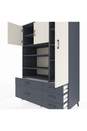 Kronos Dolap 9 Raflı 5 Çekmeceli 3 Kapaklı 132x59x195 Antrasit-Aytaşı/Antrasit