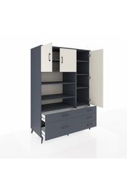 Kronos Dolap 9 Raflı 5 Çekmeceli 3 Kapaklı 132x59x195 Antrasit-Aytaşı/Antrasit