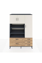 Kronos Dolap 9 Raflı 5 Çekmeceli 3 Kapaklı 132x59x195 Antrasit-Aytaşı/Çam