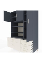 Kronos Dolap 9 Raflı 5 Çekmeceli 3 Kapaklı 132x59x195 Antrasit-Antrasit/Aytaşı