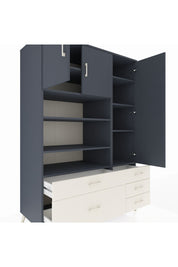 Kronos Dolap 9 Raflı 5 Çekmeceli 3 Kapaklı 132x59x195 Antrasit-Antrasit/Aytaşı