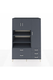 Kronos Dolap 9 Raflı 5 Çekmeceli 3 Kapaklı 132x59x195 Antrasit-Antrasit/Antrasit