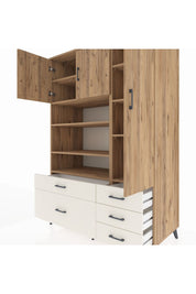 Kronos Dolap 9 Raflı 5 Çekmeceli 3 Kapaklı 132x59x195 Çam-Çam/Aytaşı