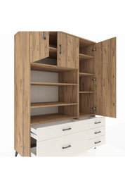 Kronos Dolap 9 Raflı 5 Çekmeceli 3 Kapaklı 132x59x195 Çam-Çam/Aytaşı