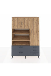 Kronos Dolap 9 Raflı 5 Çekmeceli 3 Kapaklı 132x59x195 Çam-Çam/Antrasit