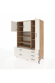 Kronos Dolap 9 Raflı 5 Çekmeceli 3 Kapaklı 132x59x195 Çam-Aytaşı/Aytaşı