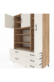 Kronos Dolap 9 Raflı 5 Çekmeceli 3 Kapaklı 132x59x195 Çam-Aytaşı/Aytaşı
