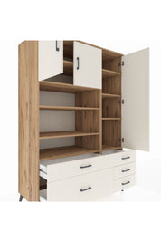 Kronos Dolap 9 Raflı 5 Çekmeceli 3 Kapaklı 132x59x195 Çam-Aytaşı/Aytaşı