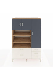 Kronos Dolap 9 Raflı 5 Çekmeceli 3 Kapaklı 132x59x195 Çam-Antrasit/Aytaşı