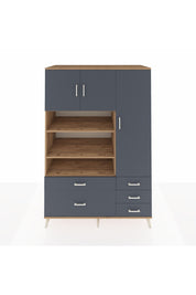 Kronos Dolap 9 Raflı 5 Çekmeceli 3 Kapaklı 132x59x195 Çam-Antrasit/Antrasit