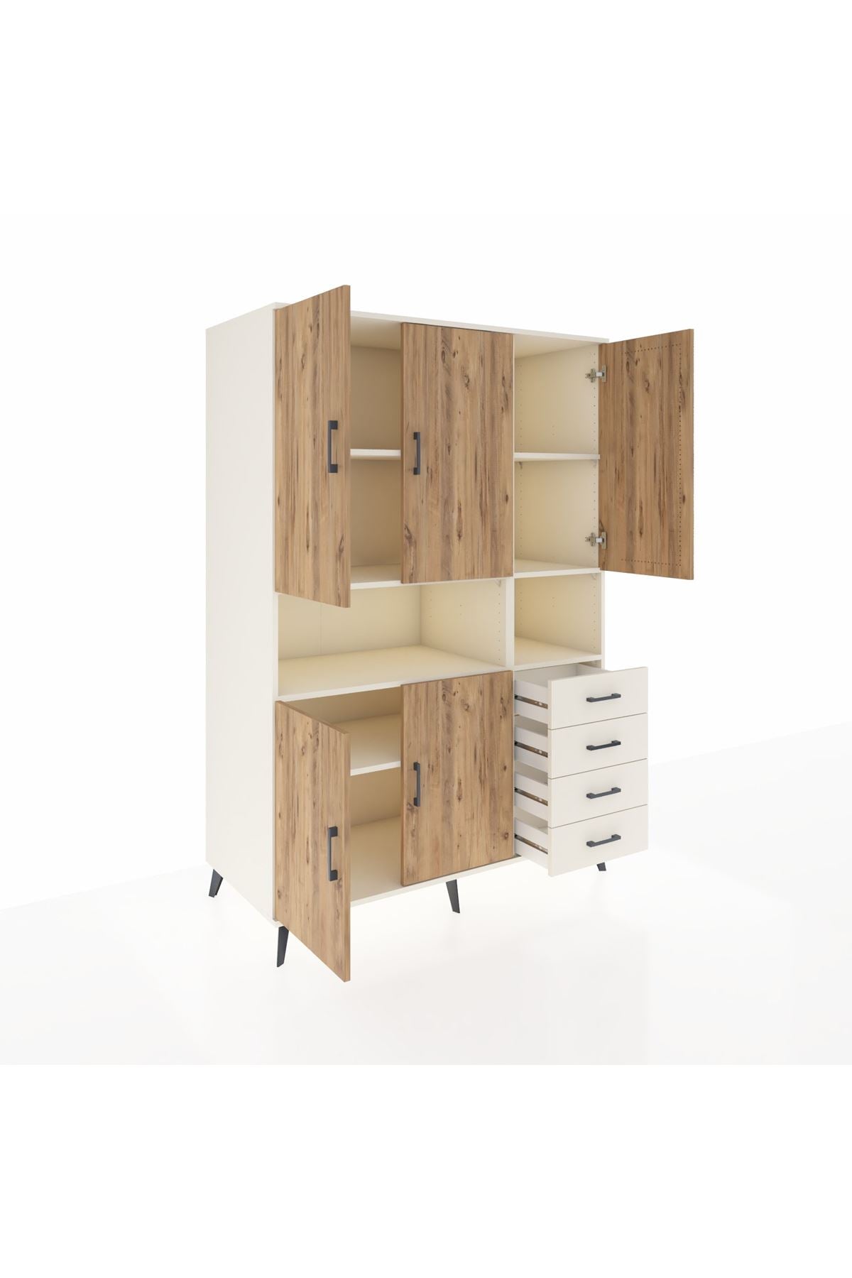 Kronos Dolap 7 Raflı 4 Çekmeceli 5 Kapaklı 132x59x195 Aytaşı-Çam/Aytaşı